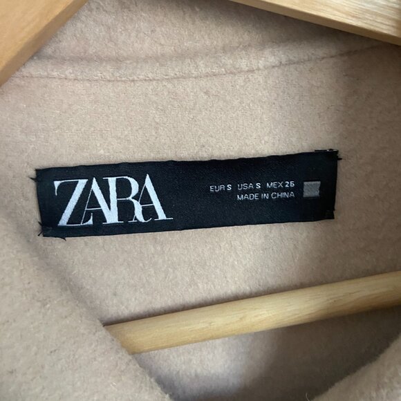 Zara Beige Button-Up Coat - Picture 3 of 6